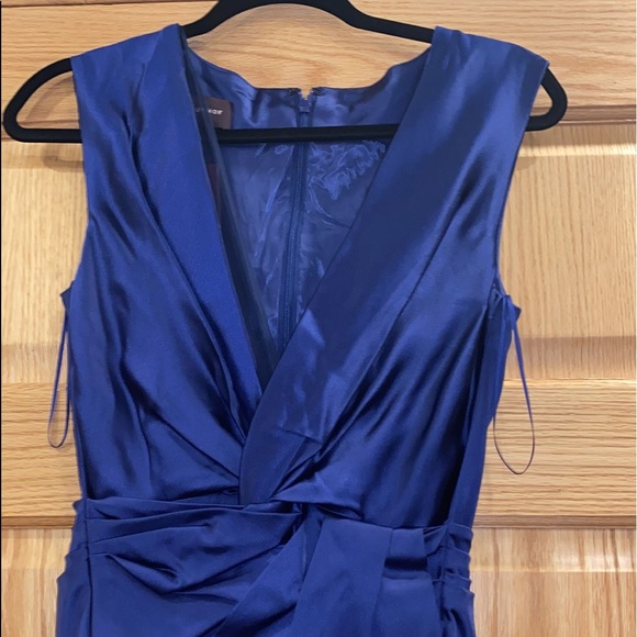 Talbot Runhof Bosworth navy wrap-effect satin gown - Picture 5 of 11